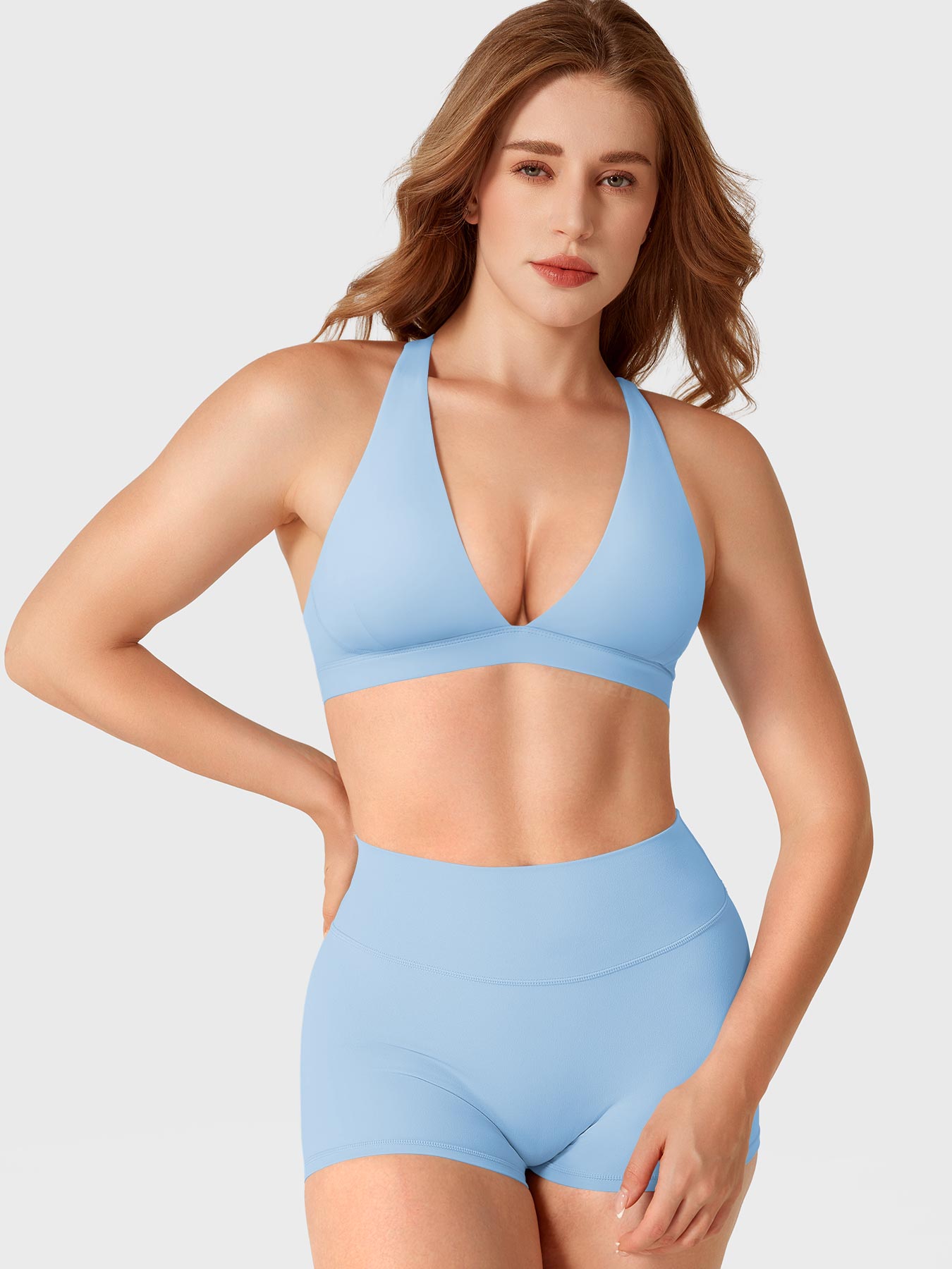 Fitstyle Wafiya Crossback-Sport-BH mit tiefem V-Ausschnitt