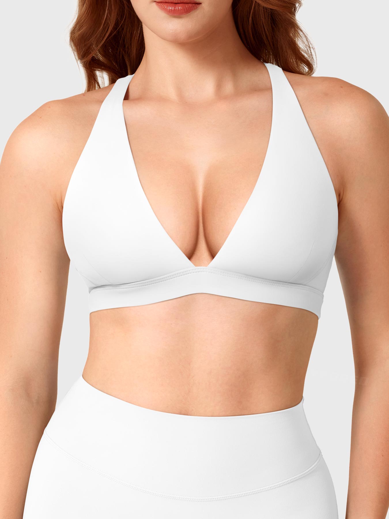 Fitstyle Wafiya Crossback-Sport-BH mit tiefem V-Ausschnitt