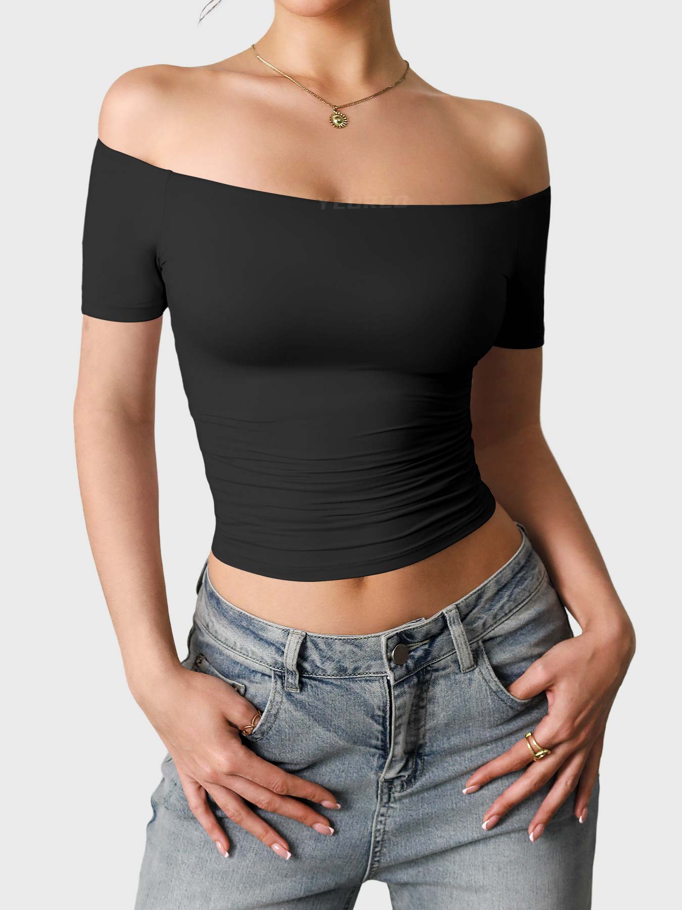 FitStyle Luzlie Off-Shoulder Kurzarm-Top