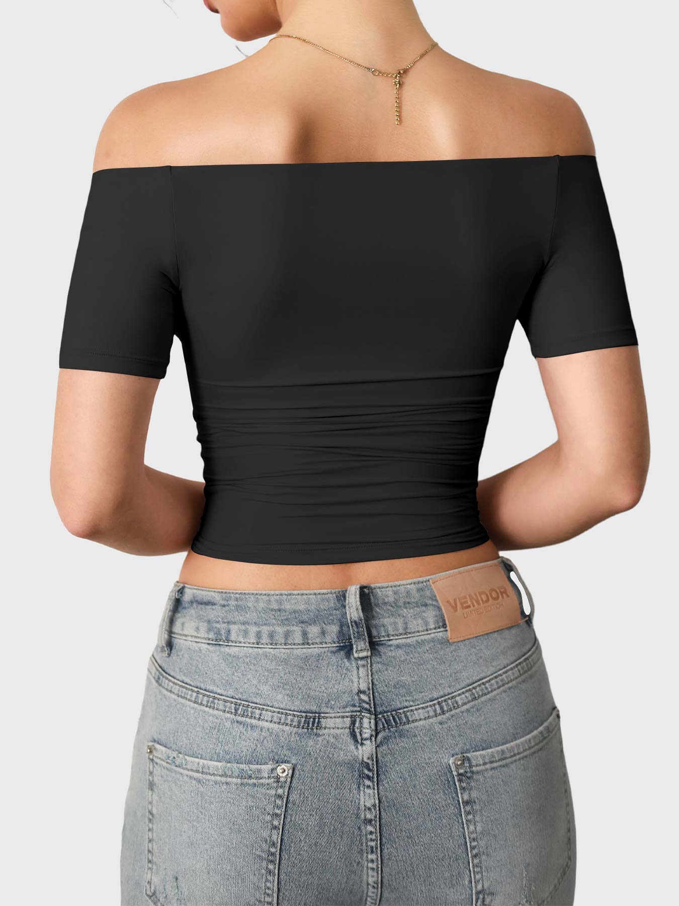 FitStyle Luzlie Off-Shoulder Kurzarm-Top