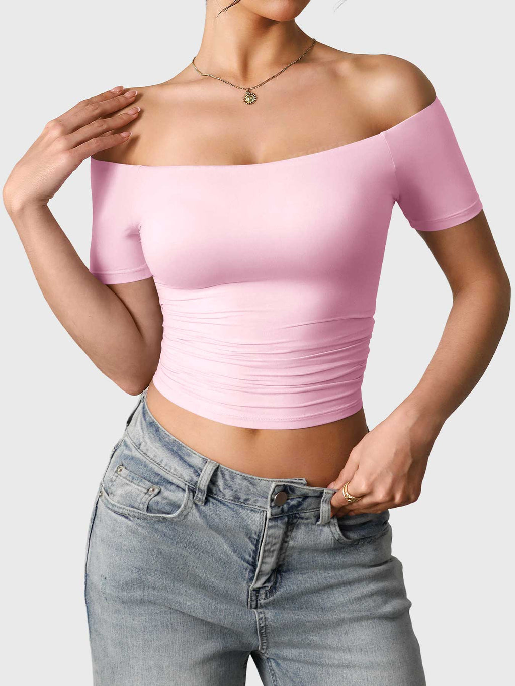 FitStyle Luzlie Off-Shoulder Kurzarm-Top