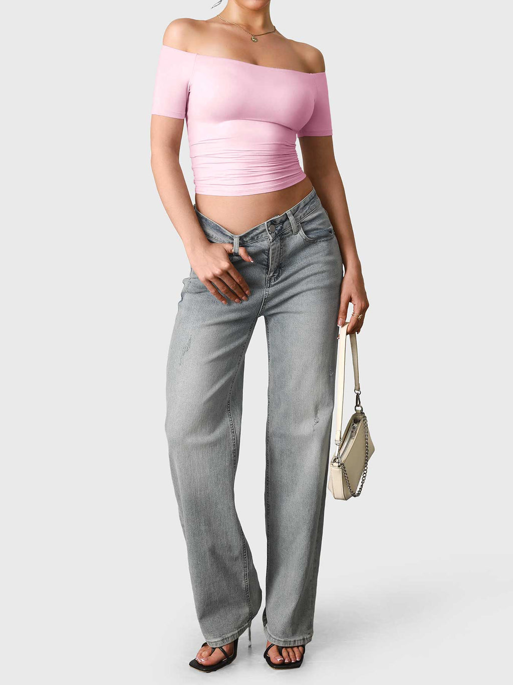 FitStyle Luzlie Off-Shoulder Kurzarm-Top