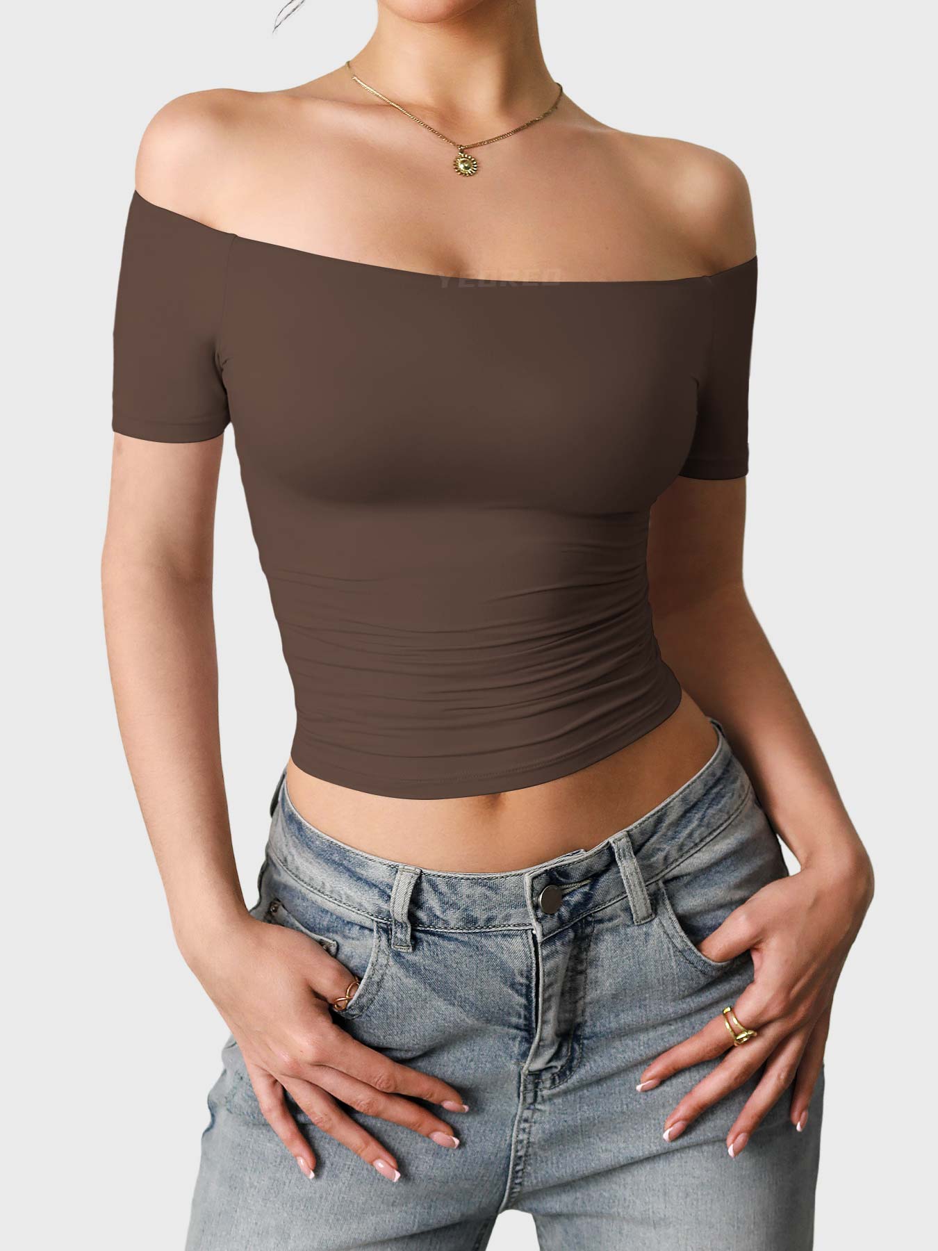 FitStyle Luzlie Off-Shoulder Kurzarm-Top