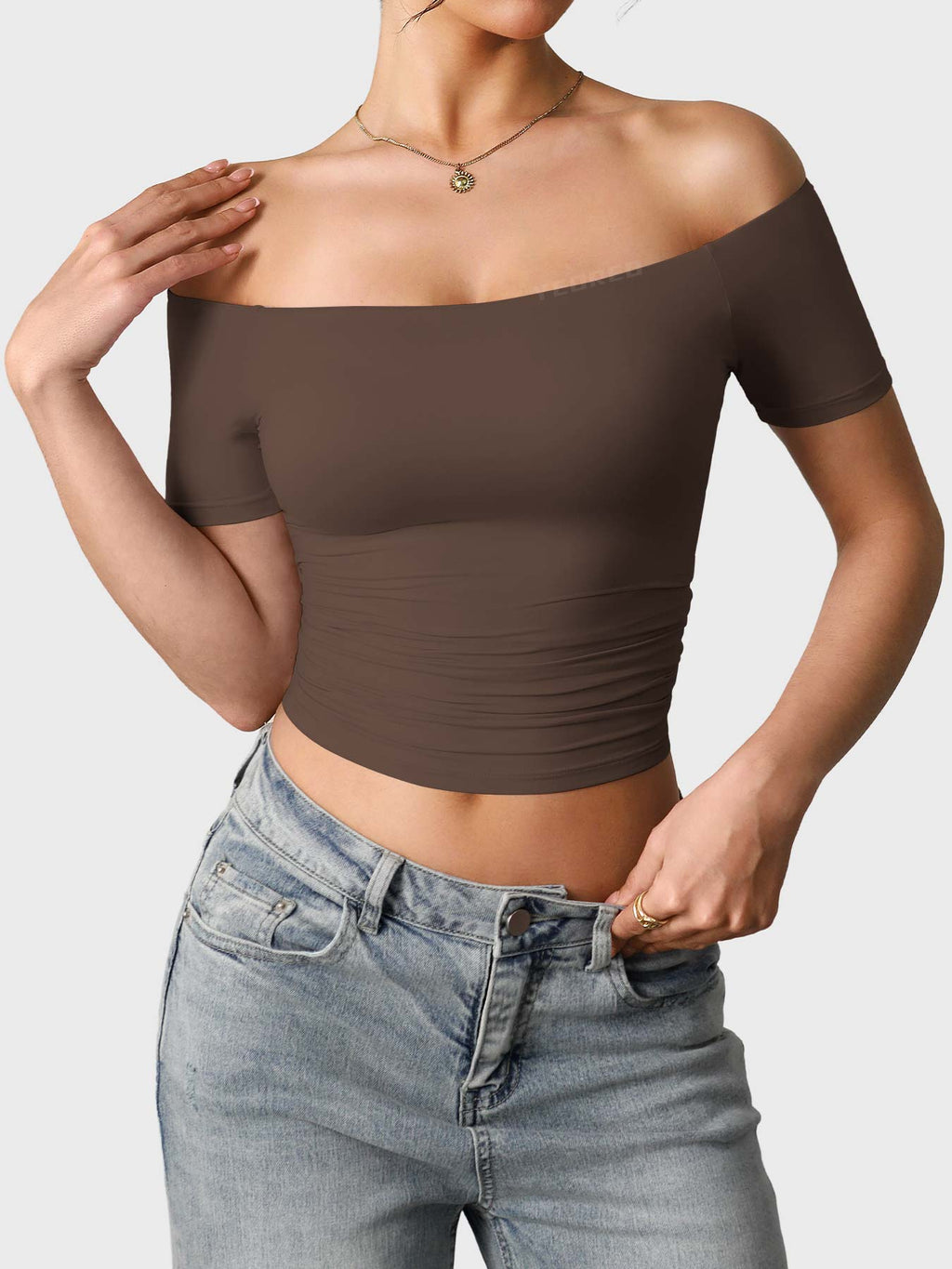 FitStyle Luzlie Off-Shoulder Kurzarm-Top