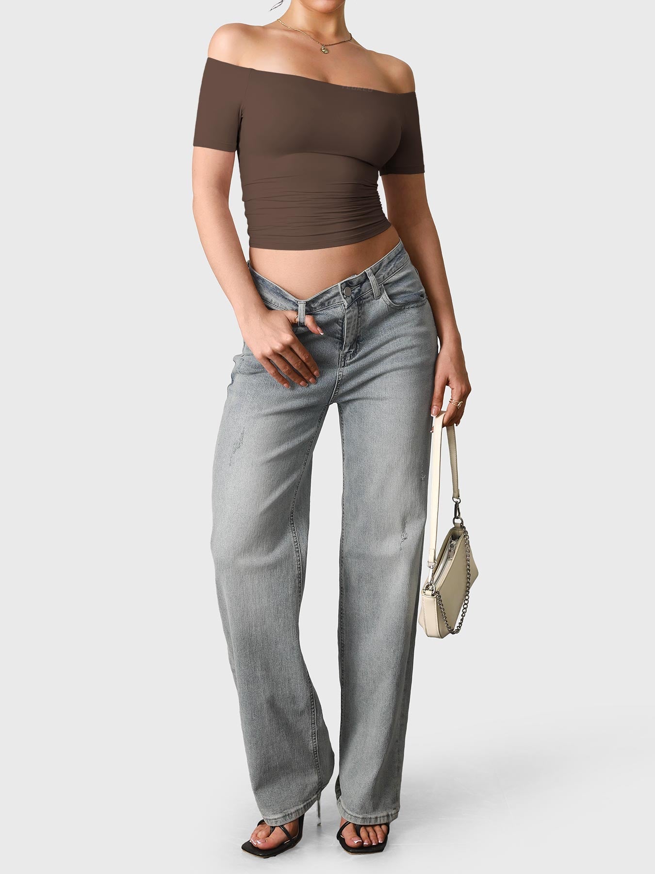 FitStyle Luzlie Off-Shoulder Kurzarm-Top