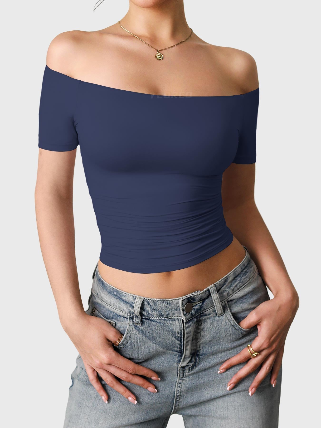 FitStyle Luzlie Off-Shoulder Kurzarm-Top