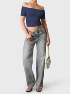 FitStyle Luzlie Off-Shoulder Kurzarm-Top