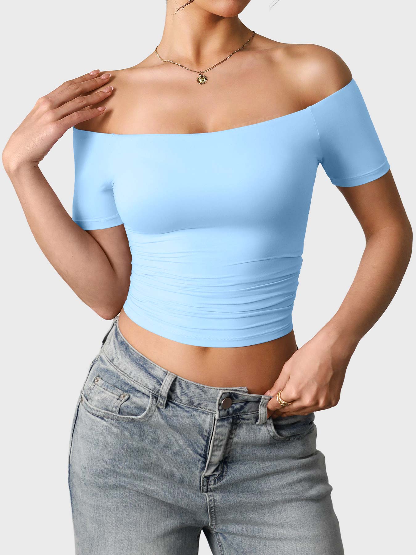 FitStyle Luzlie Off-Shoulder Kurzarm-Top