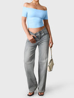FitStyle Luzlie Off-Shoulder Kurzarm-Top