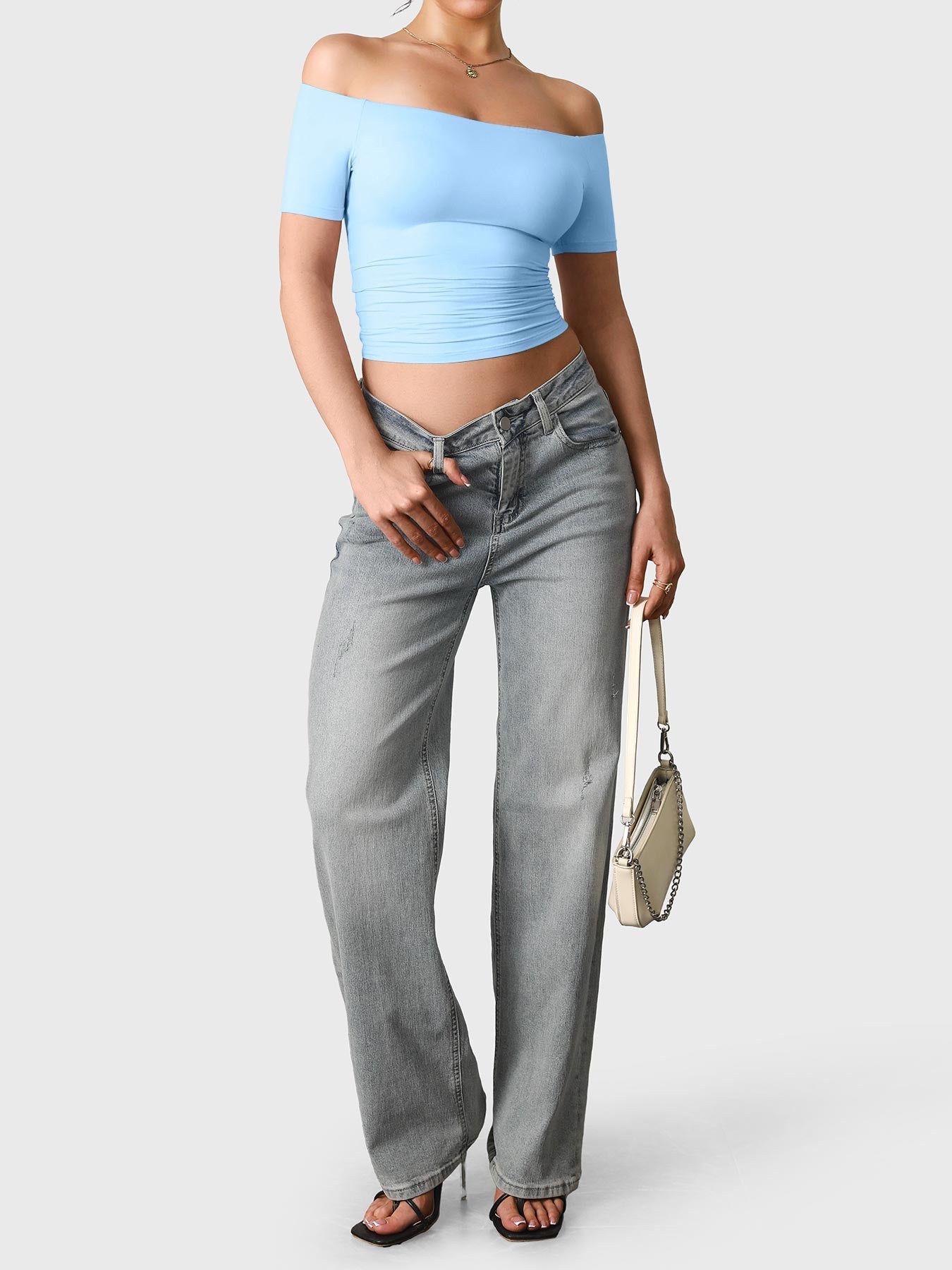FitStyle Luzlie Off-Shoulder Kurzarm-Top