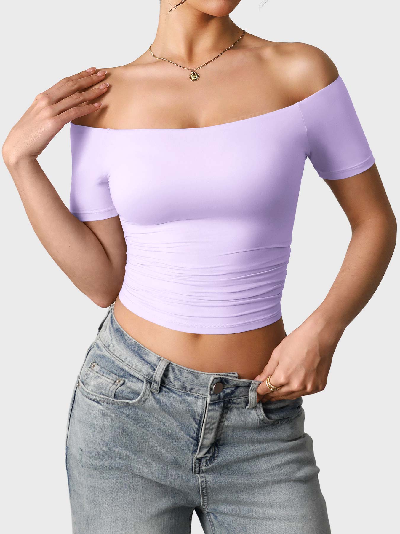 FitStyle Luzlie Off-Shoulder Kurzarm-Top
