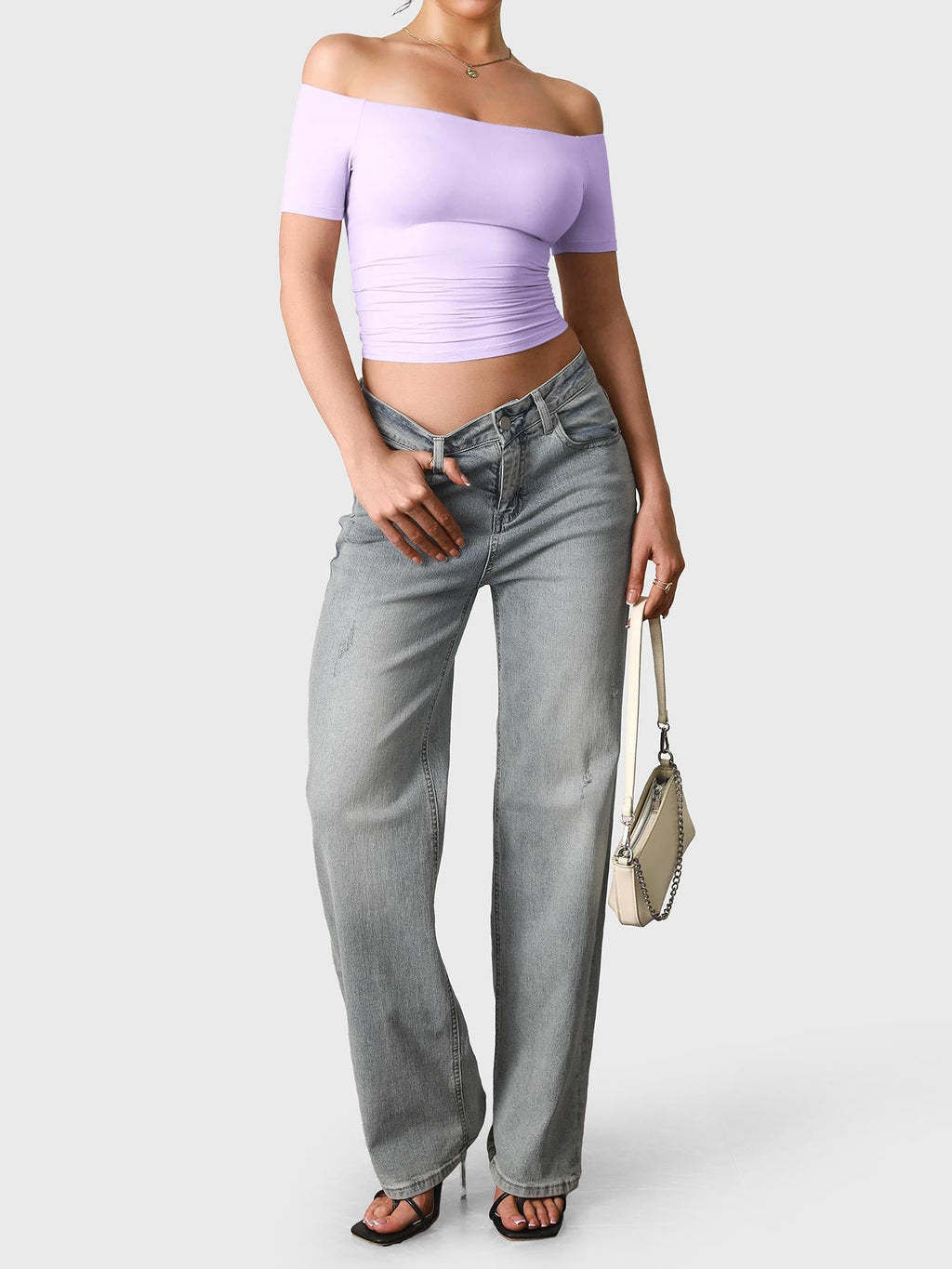 FitStyle Luzlie Off-Shoulder Kurzarm-Top