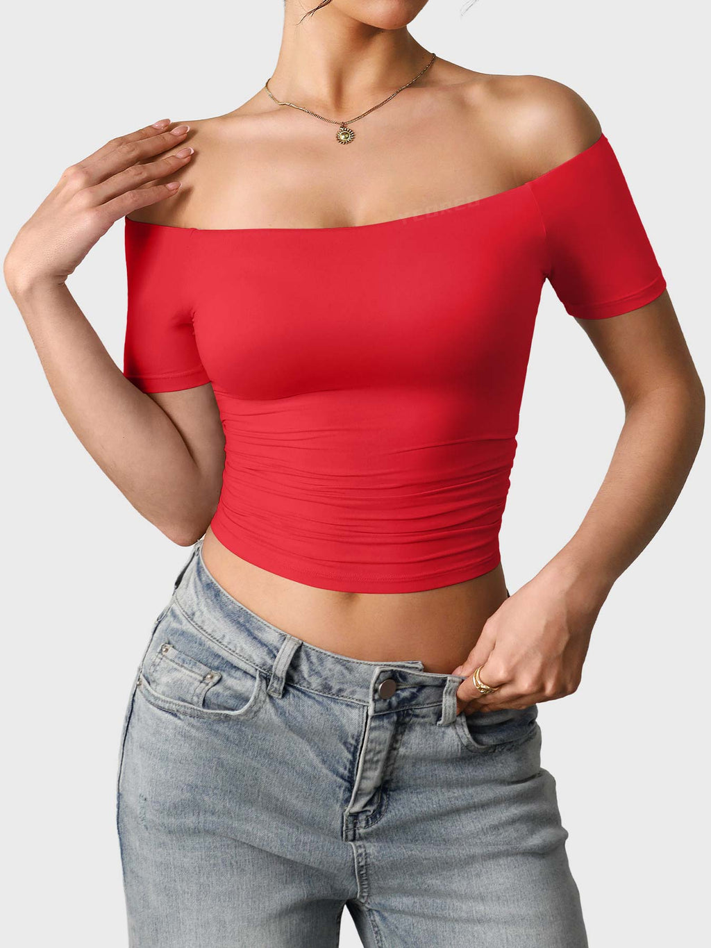 FitStyle Luzlie Off-Shoulder Kurzarm-Top