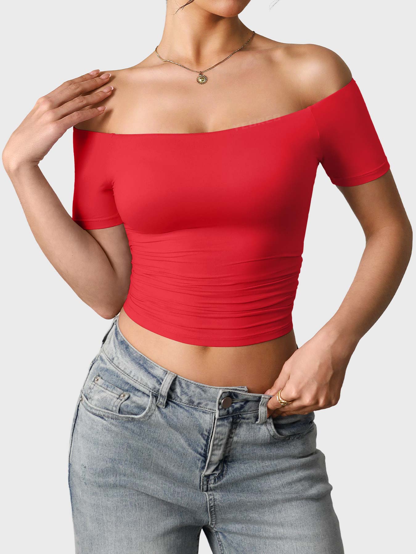 FitStyle Luzlie Off-Shoulder Kurzarm-Top
