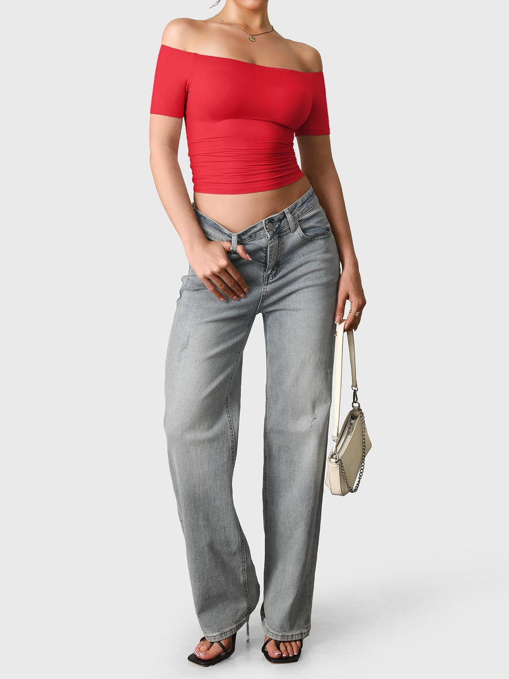 FitStyle Luzlie Off-Shoulder Kurzarm-Top