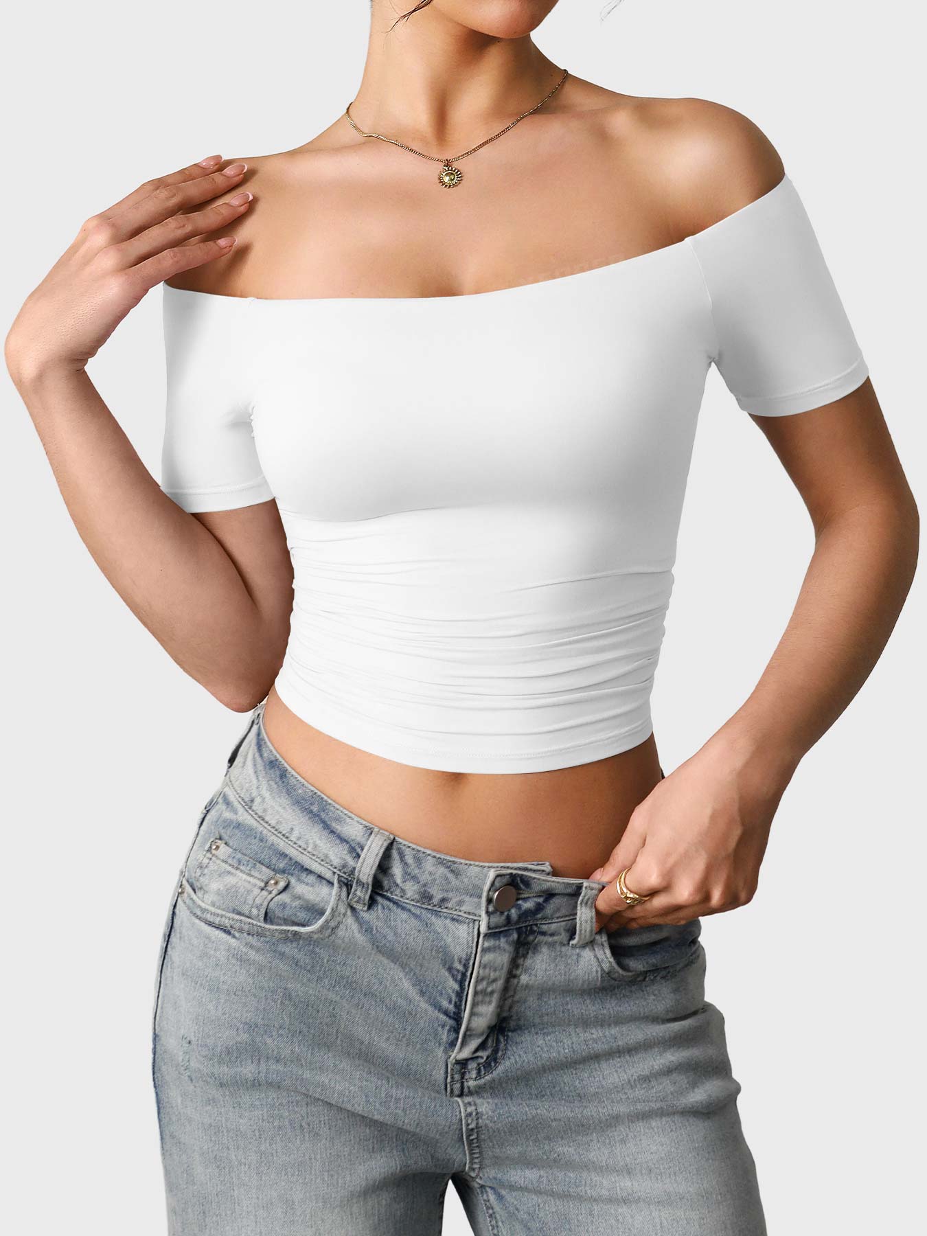FitStyle Luzlie Off-Shoulder Kurzarm-Top
