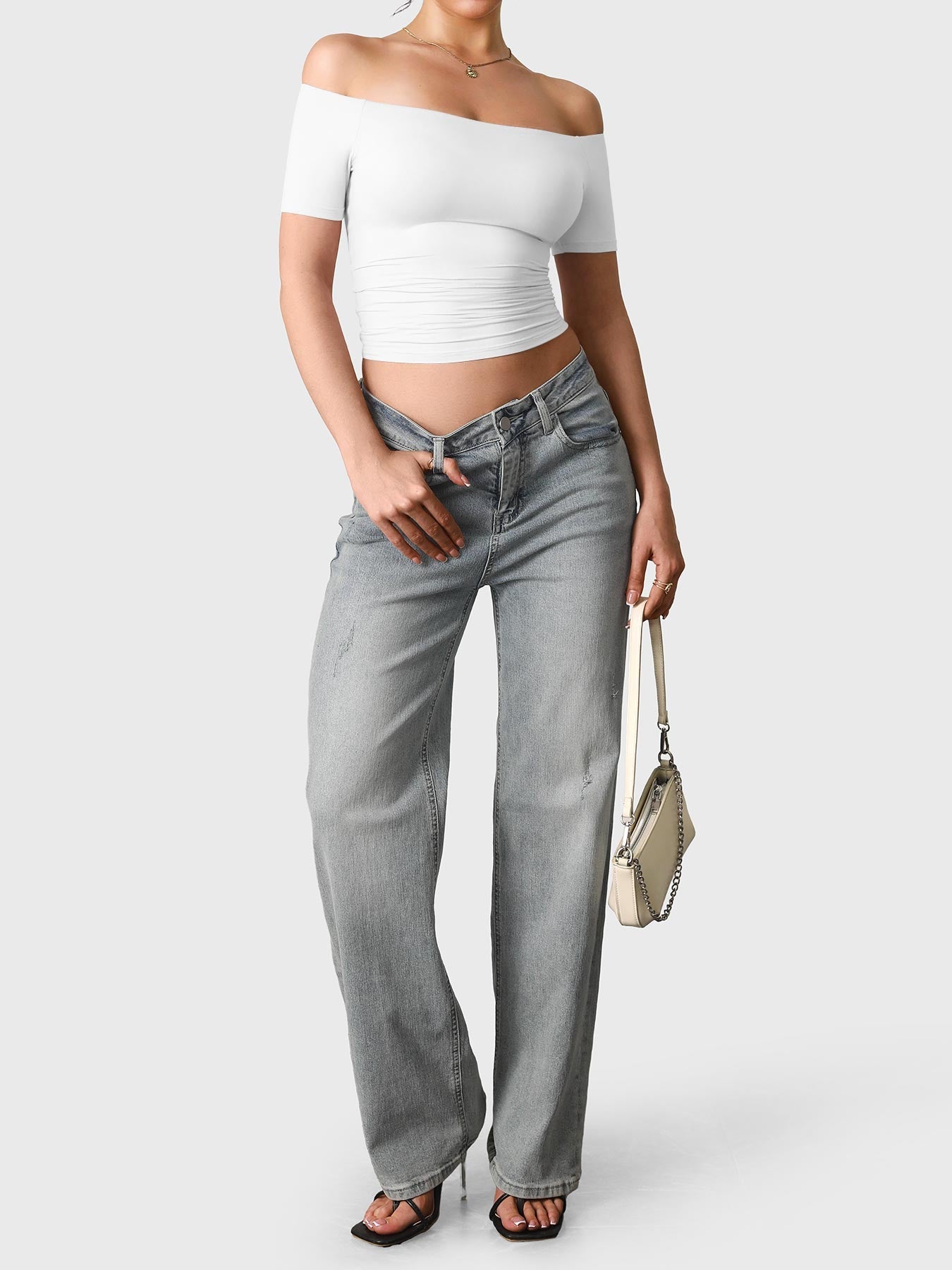 FitStyle Luzlie Off-Shoulder Kurzarm-Top